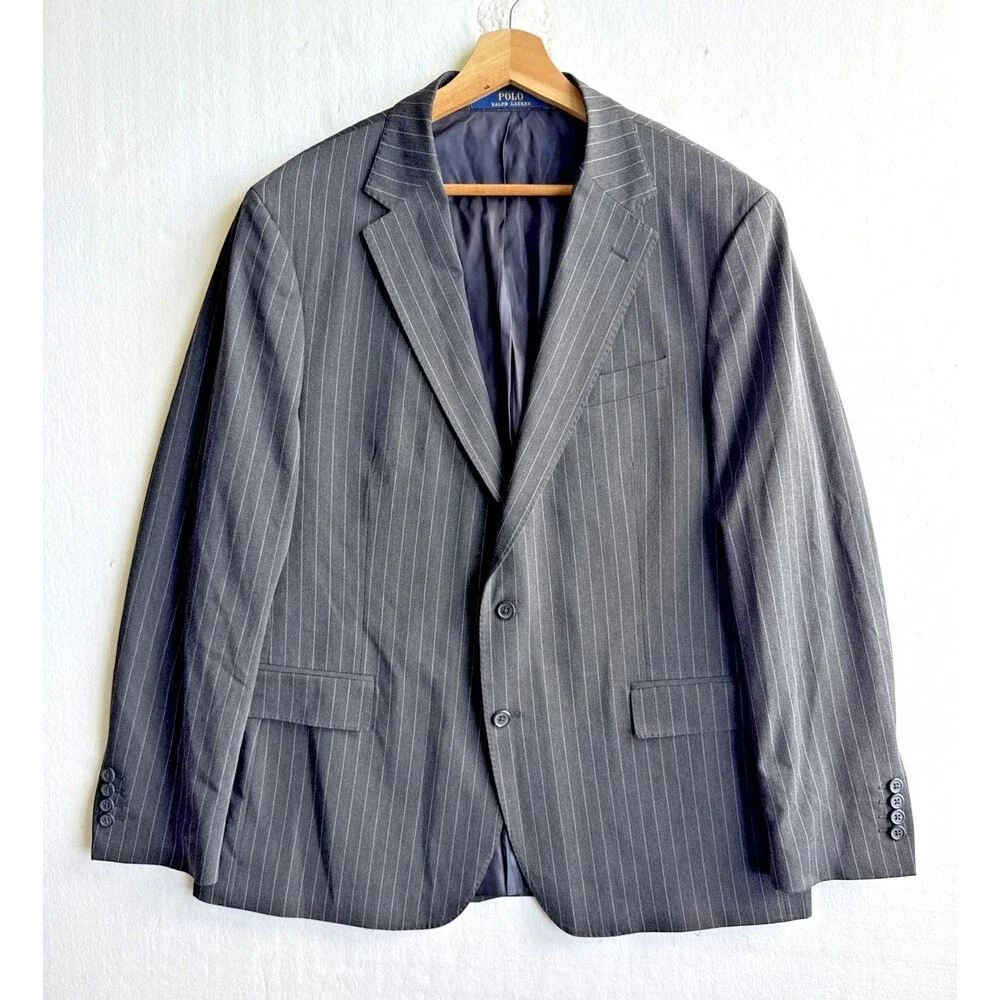 Polo Ralph Lauren Modern Fit Pinstriped Blazer Gray Men's Size 44R